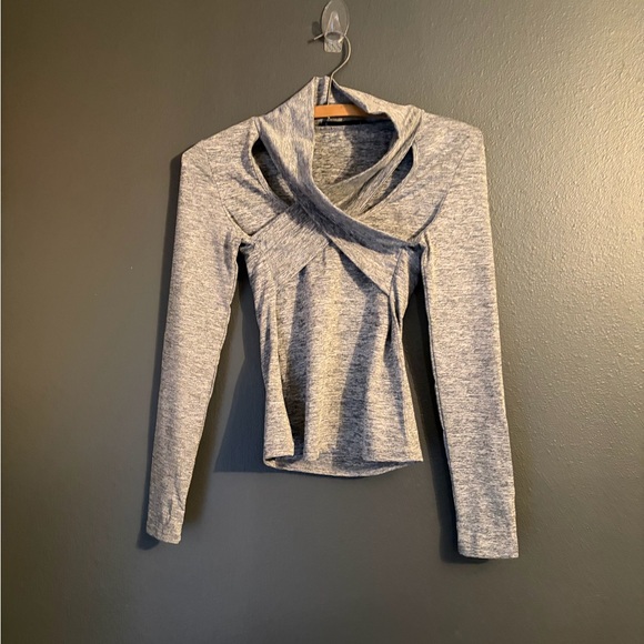 SHEIN Tops - SHEIN Body Con Heather Gray Long Sleeve Top Size XS